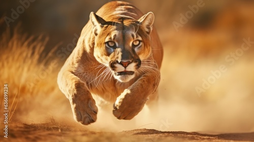 Puma in running, big cat 