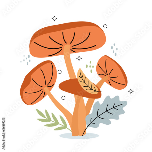Autumn mushrooms. The concept of autumn, season, mysticism, picking mushrooms. Vector illustration.
