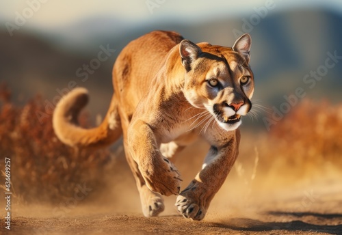 Puma in running  big cat 