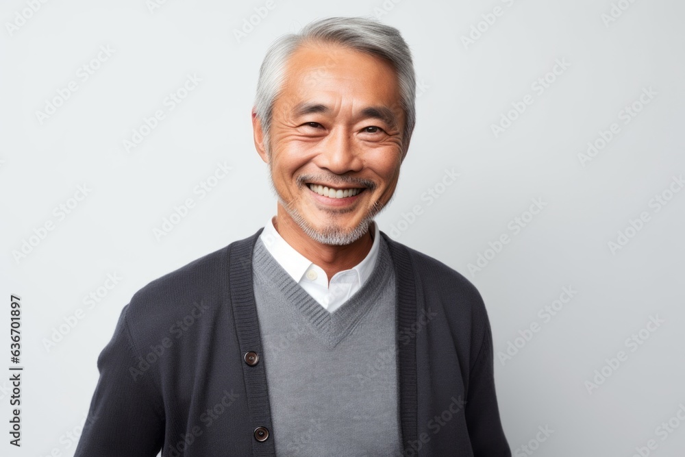 Portrait of a happy senior asian man smiling over white background Portrait of a happy senior asian man smiling over white background