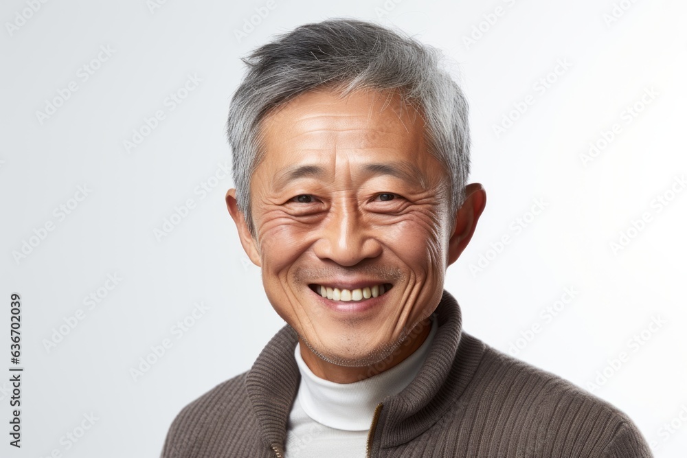 Portrait of happy asian senior man smiling and looking at camera Portrait of happy asian senior man smiling and looking at camera