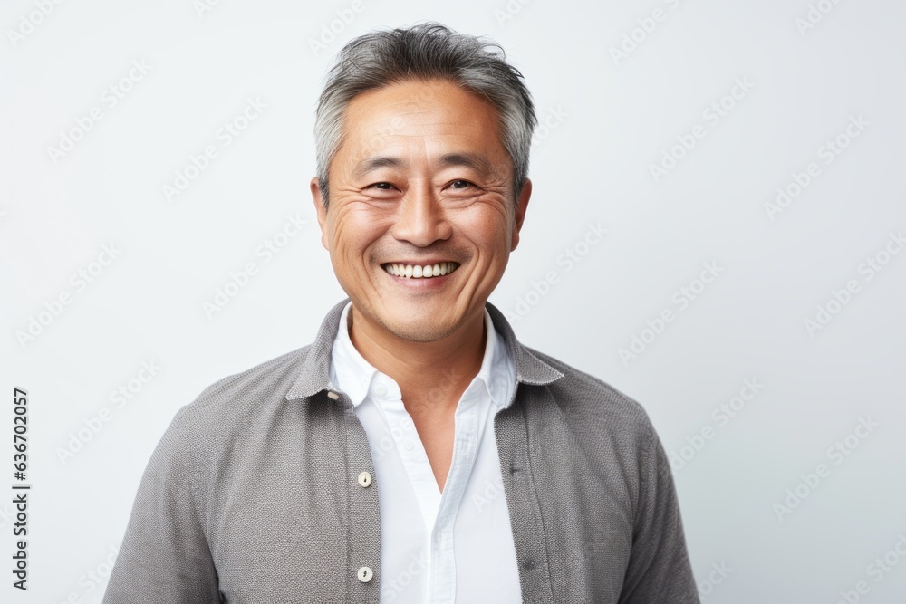 Portrait of happy asian senior man smiling against white background. Portrait of happy asian senior man smiling against white background.