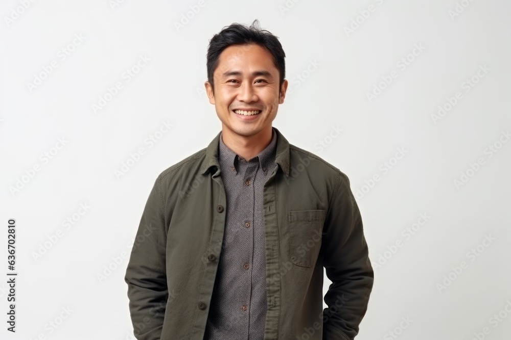Portrait of a happy young asian man smiling against white background Portrait of a happy young asian man smiling against white background