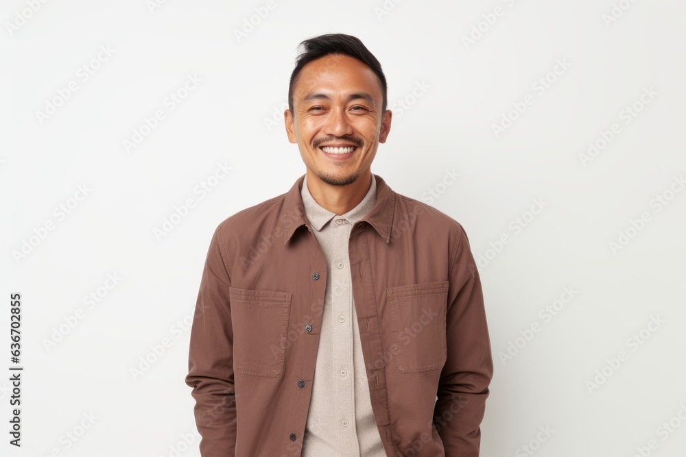 Portrait of a happy young asian man smiling against white background Portrait of a happy young asian man smiling against white background