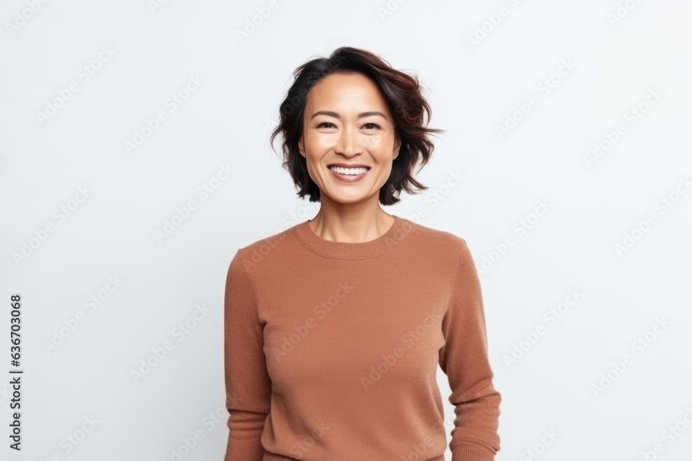 Portrait of a happy asian woman standing isolated over white background Portrait of a happy asian woman standing isolated over white background