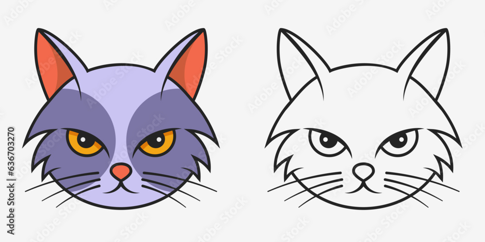 Cat head. Mascot logo design. Vector illustration