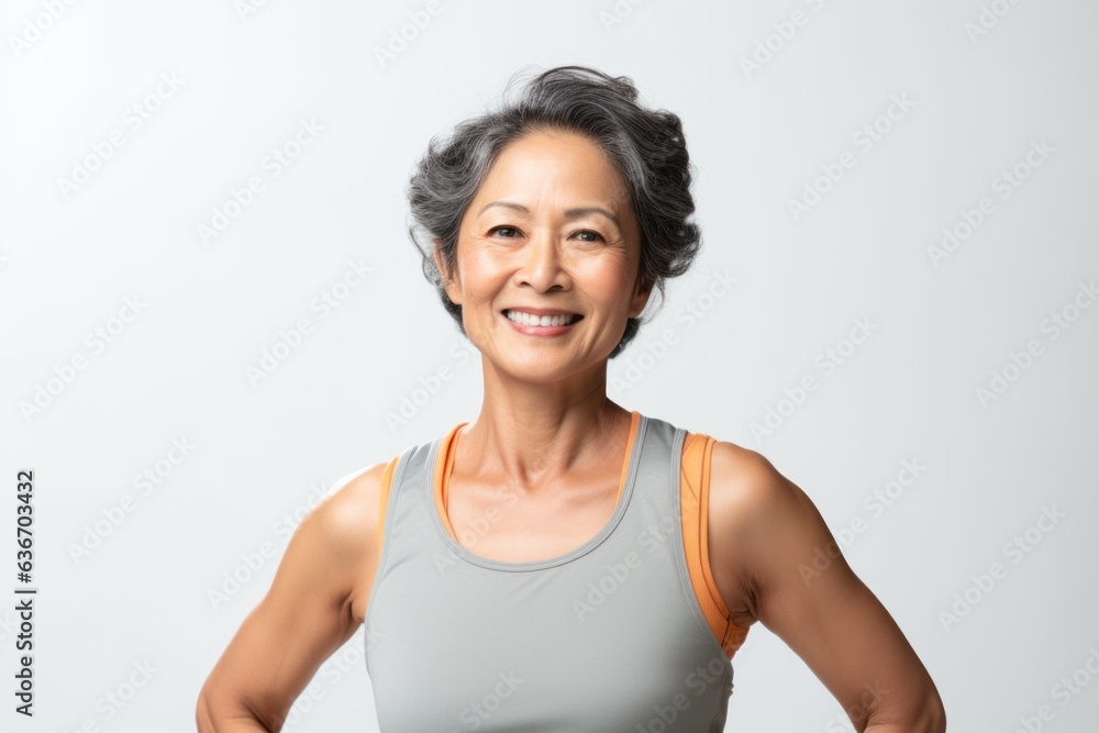 Portrait of a smiling senior asian woman in sportswear Portrait of a smiling senior asian woman in sportswear