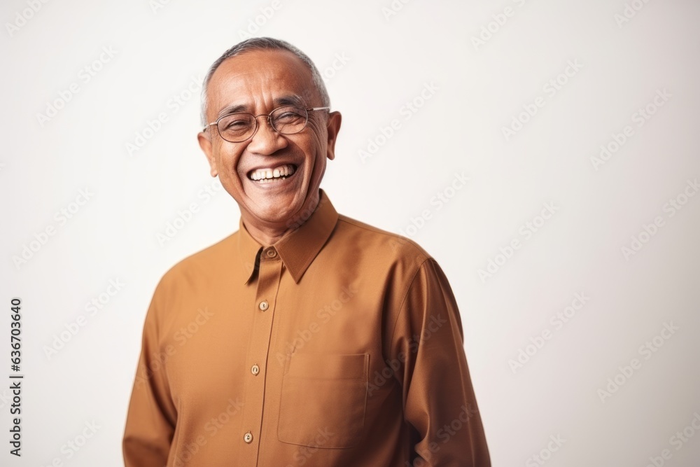 Portrait of a happy senior asian man smiling against white background Portrait of a happy senior asian man smiling against white background
