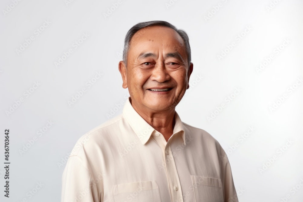 Portrait of a senior asian man smiling on white background. Portrait of a senior asian man smiling on white background.