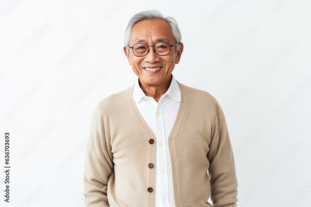 Portrait of a happy senior asian man standing isolated over white background Portrait of a happy senior asian man standing isolated over white background