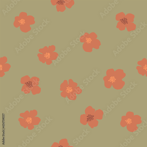 Abstract groovy flowers vector background. Retro aesthetic boho daisy floral seamless pattern. Naive funky wallpaper. Hippie botanical design. Botanical repeat illustration