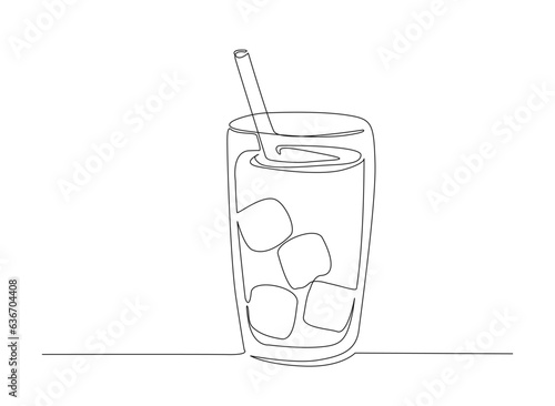 Juice glass one line vector. Continuous one line drawing of Juice drink glass. Editable stroke.