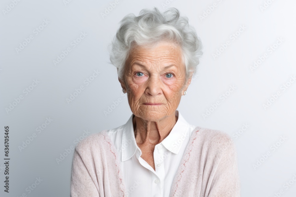 Portrait of senior woman looking at camera isolated on grey background. Portrait of senior woman looking at camera isolated on grey background.