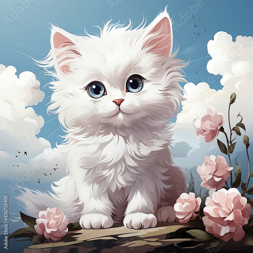 Illustrations cute cat photo