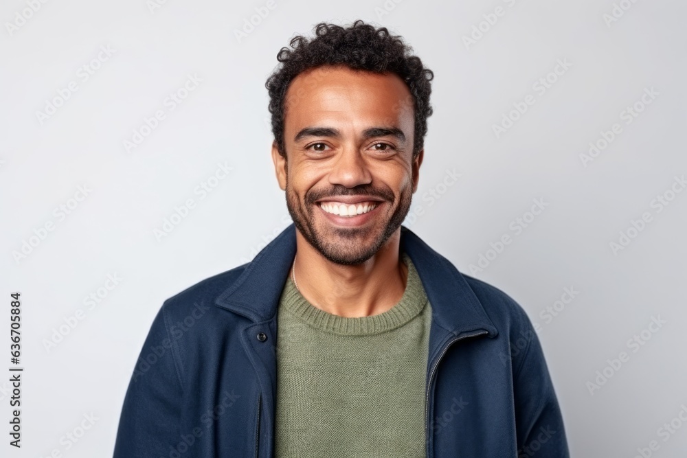Portrait of smiling african american man standing against grey background Portrait of smiling african american man standing against grey background