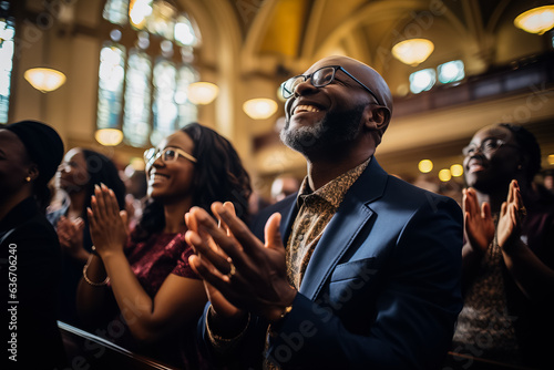 In a church Christian gospel singers offering praise