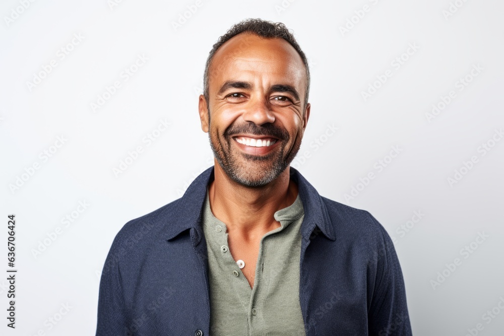 Group portrait of a Brazilian man in his 40s in a white background wearing a chic cardigan Group portrait of a Brazilian man in his 40s in a white background wearing a chic cardigan