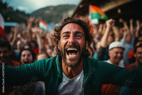 Italian beach soccer fans celebrating a victory  © fotogurmespb