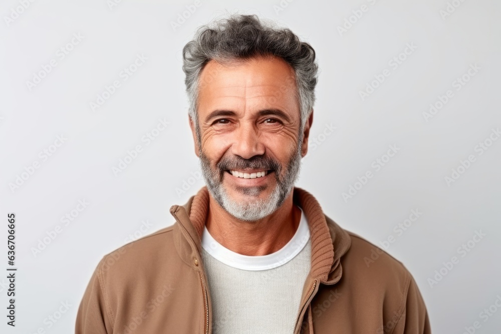 Portrait of a handsome middle-aged man smiling at the camera on a white background Portrait of a handsome middle-aged man smiling at the camera on a white background