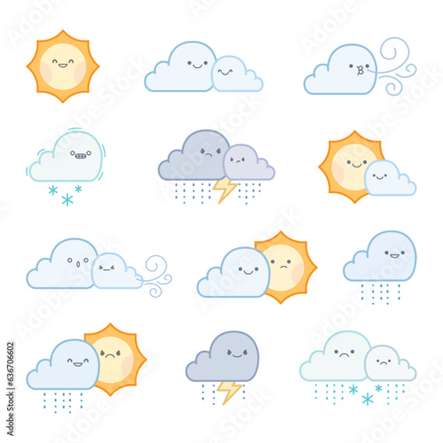 set of cute weather icons