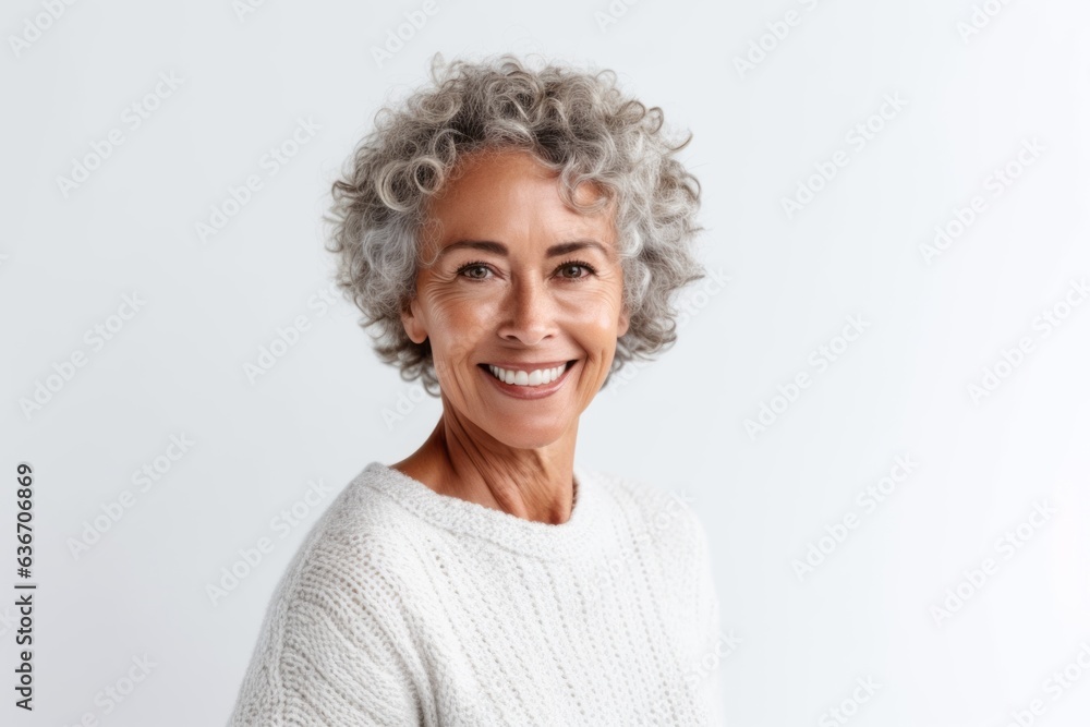 Portrait of a smiling senior woman looking at camera isolated over white background Portrait of a smiling senior woman looking at camera isolated over white background