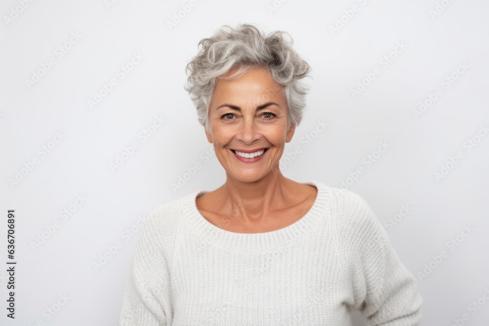 Portrait of a happy senior woman smiling at the camera over white background Portrait of a happy senior woman smiling at the camera over white background