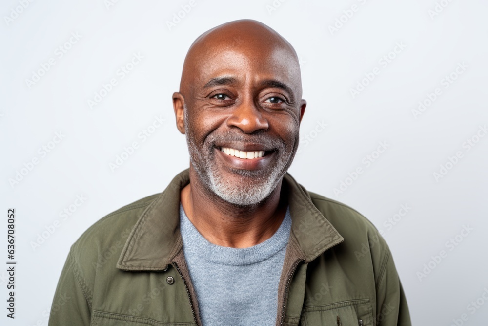 Portrait of a happy mature African man smiling against a white background Portrait of a happy mature African man smiling against a white background