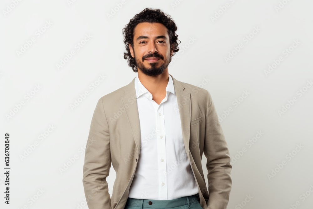 Portrait of a handsome young Indian man with curly hair and beard Portrait of a handsome young Indian man with curly hair and beard
