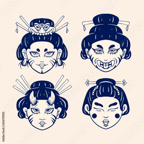 Japanese Mythology Character Sticker Collection with Traditional Style photo