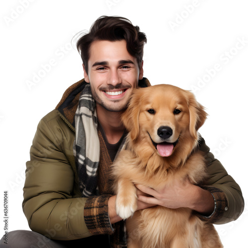 Golden Retriever Man Portrait: Isolated White Background PNG