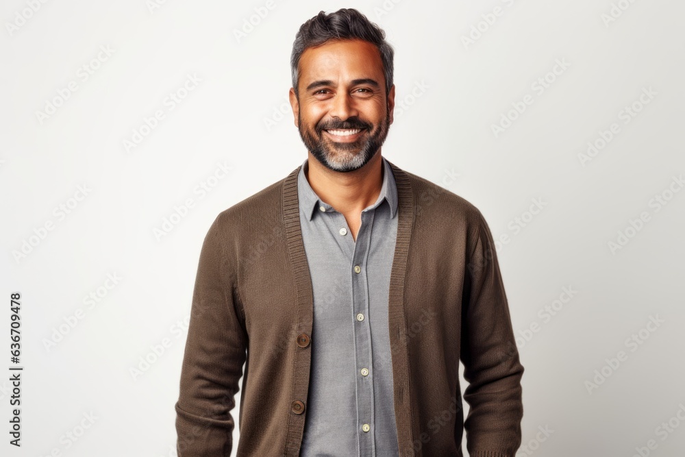 Portrait of a happy indian man smiling at camera over white background Portrait of a happy indian man smiling at camera over white background