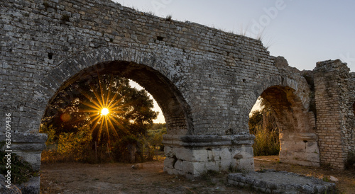 Roman Aqueduct at Barbegal at sunset.
