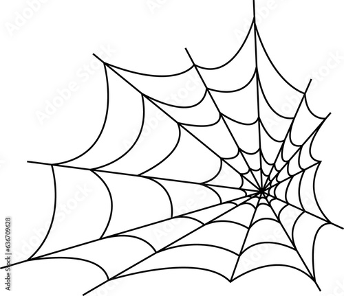 The web is black with a transparent background, the spider on the web