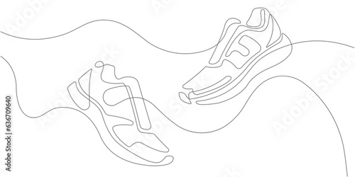 Sports shoes, concept.Sneakers in a line style. Vector .