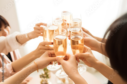 a group of friends toasting with glasses of champagne