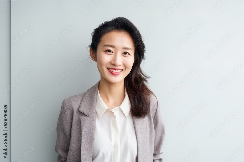 Portrait of young asian businesswoman smiling on white background. Portrait of young asian businesswoman smiling on white background.