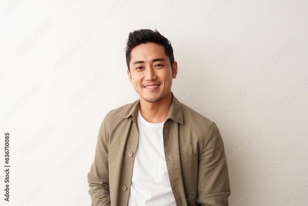 Portrait of a handsome young asian man smiling against white background Portrait of a handsome young asian man smiling against white background