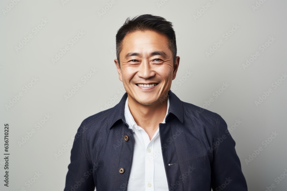 Smiling asian man looking at camera isolated on grey background. Smiling asian man looking at camera isolated on grey background.
