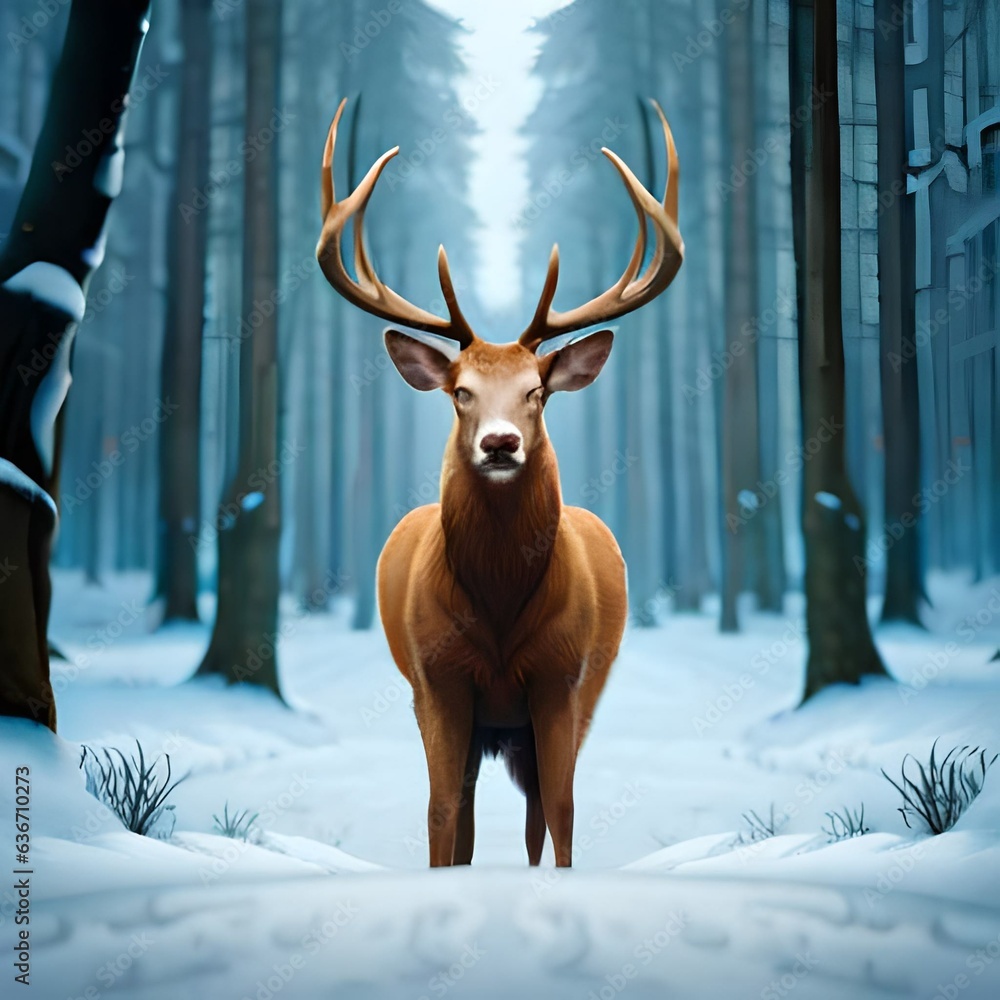 deer in winter garneted by AI deer in winter garneted by AI