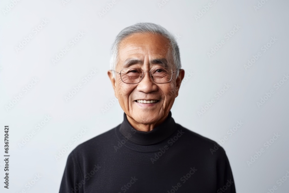 Portrait of an old asian man in black t-shirt Portrait of an old asian man in black t-shirt