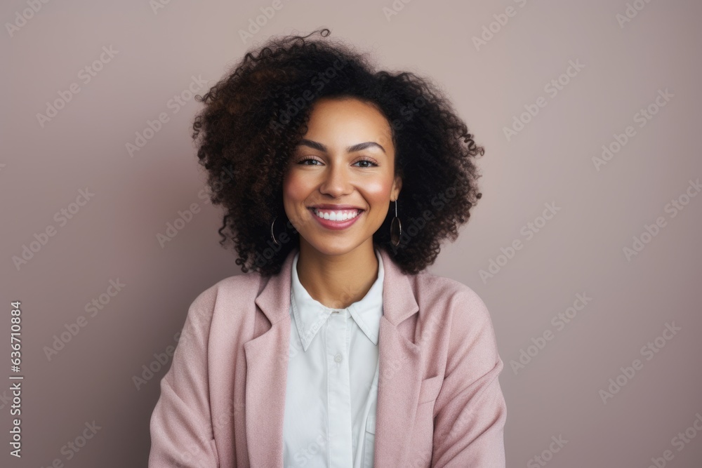Portrait of smiling african american woman with curly hair. Portrait of smiling african american woman with curly hair.