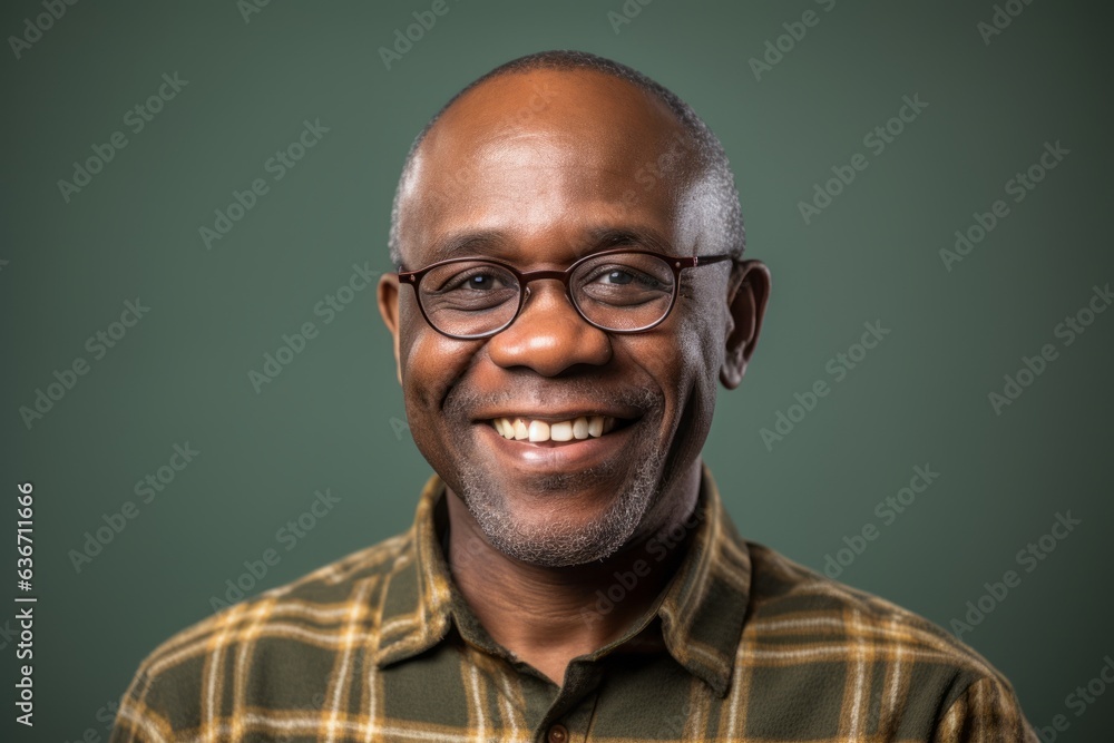 Portrait of a smiling black man with eyeglasses against green background Portrait of a smiling black man with eyeglasses against green background