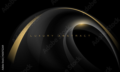 Abstract grey gold curve wave overlap luxury on black design modern creative background vector