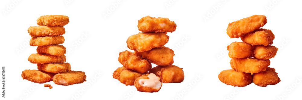 Fried chicken nuggets on transparent background Fried chicken nuggets on transparent background