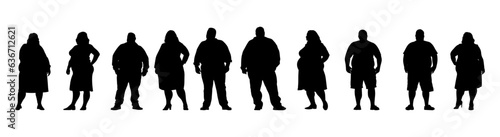 vector illustration. Silhouettes of overweight people. Big set of married couples. photo