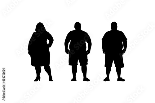 vector illustration. Silhouettes of overweight people. Big set of married couples.