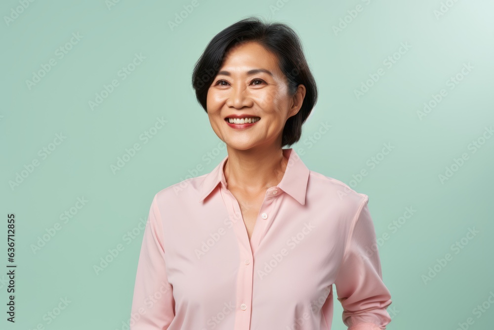 Portrait of an asian businesswoman smiling at camera isolated over green background Portrait of an asian businesswoman smiling at camera isolated over green background