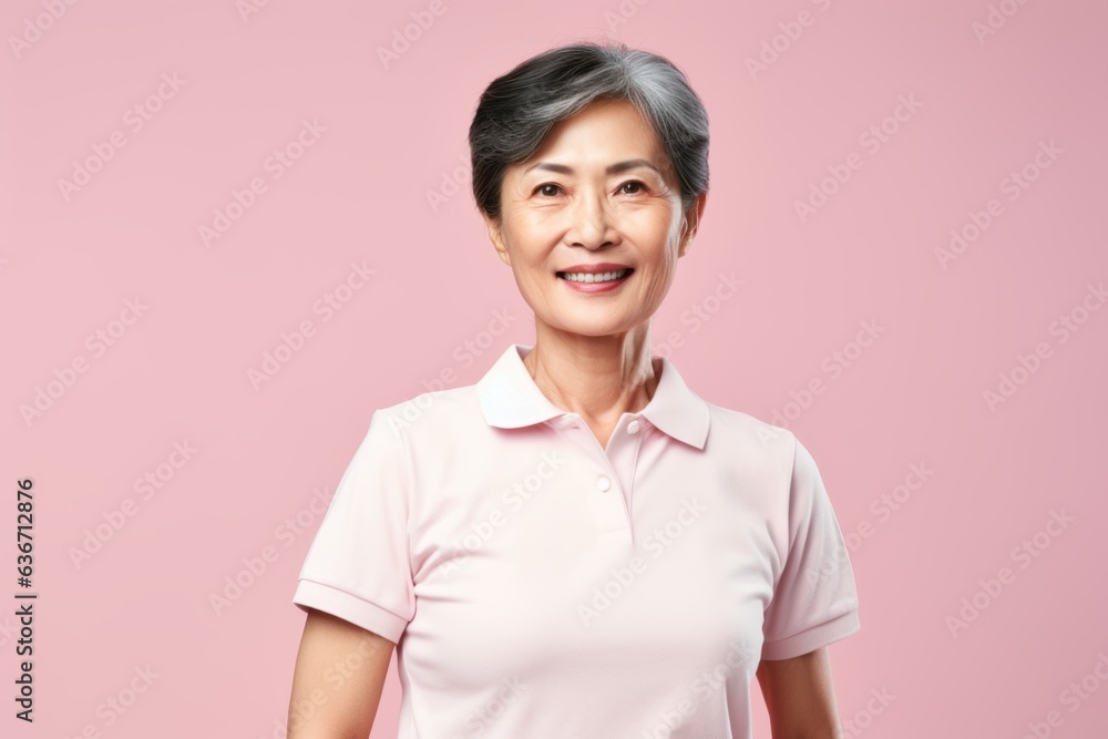 Portrait of a smiling senior asian woman isolated on pink background Portrait of a smiling senior asian woman isolated on pink background