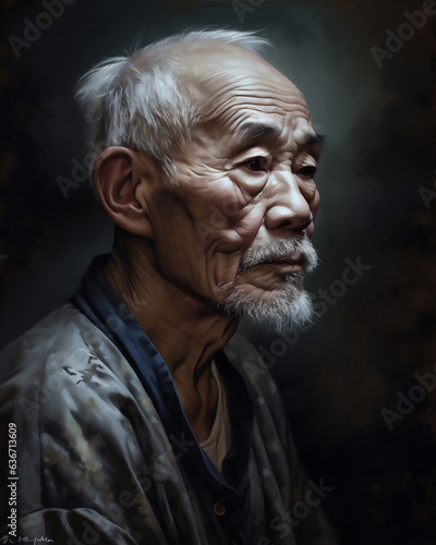 portrait of Chinese old Taoist priest