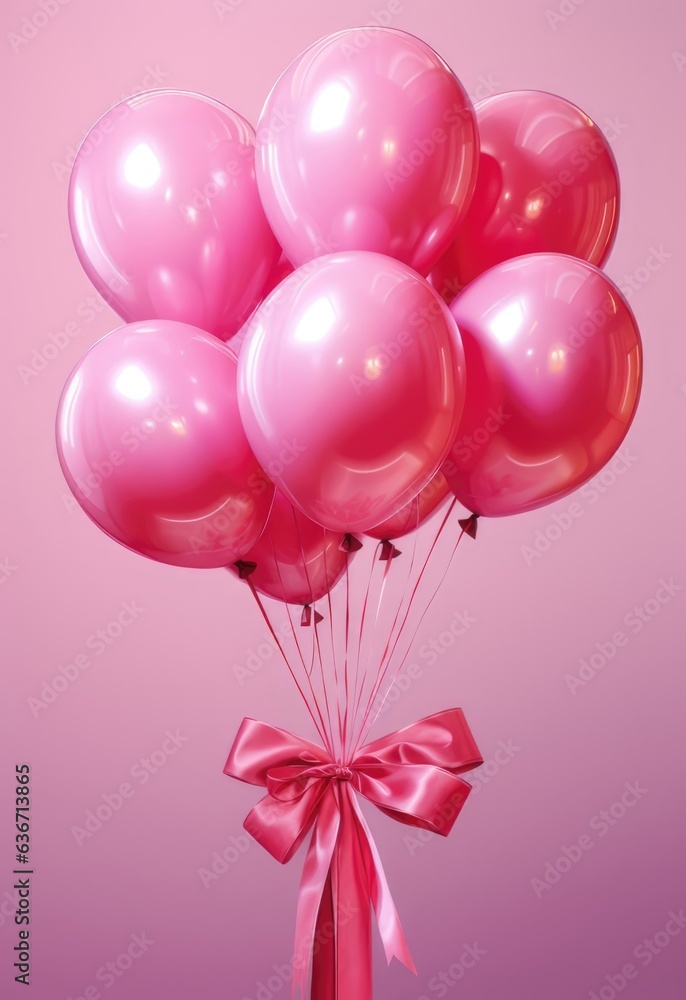 Pink balloon, tape and pink background, for happy birthday, wedding, romantic, celebrate congratulations multi events